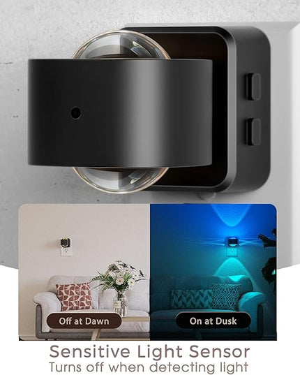 Briignite Night Light Projector, RGB Color Changing Night Light for Kids, 180° Rotating Night Lights Plug into Wall, Dusk to Dawn Sensor, RGB Ambient Lighting for Gaming Room Bathroom Gifts, 2 Pack