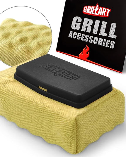 GRILLART Grill Brush Bristle Free, Replaceable BBQ Cleaning Head (No Handle), Safe Replacement Cleaning Pad for Cast Iron/Stainless-Steel Grates - Black
