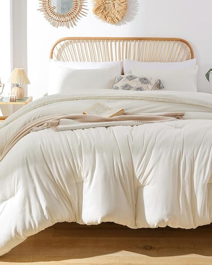 ROSGONIA California King Comforter Set Ivory, 3pcs (1 Boho Cal King Comforter & 2 Pillowcases), All Season Bedding Soft Bedspread Blanket Quilt