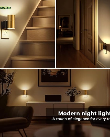 L LOHAS LED Night Light,Dimmable Night Lights Plug into Wall, 2 Pack Automatic Nightlight with Light Sensor, 3000K Soft White 0-100LM Modern Nightlight for Kids Bedroom Hallway