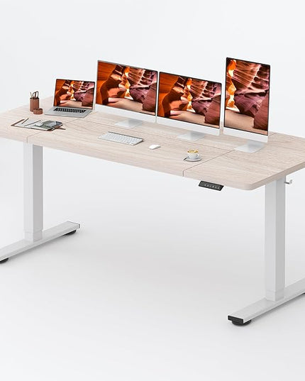 Standing Desk,Large 79x31 Inches Height Adjustable Stand Up Desks with Cable Management, Home Office Computer Desk with Cup Holder & Memory Preset, White Wood Grain