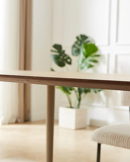 Modern 47.2" Dining Table Set for 4 with Leather U-Shaped Chairs, Wood Table with Cat Scratch-Resistant Surface, Ideal for Kitchen & Dining Room