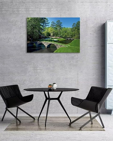 chenchenArt Augusta National Golf Course Wall Art - Augusta Golf Course 12th Hole Wall Art for Living Room Bedroom Bathroom Home Decorations Golf Art Canvas Prints Framed Ready to Hang(24''H x 36''W)