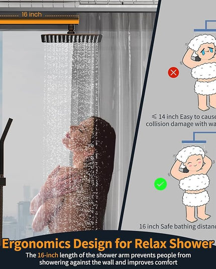 SR SUN RISE ORB Square Rainfall Shower Head and Handle Set, Wall Mounted Shower Fixtures, Metal Shower Faucet Trim Repair Kits (With Shower Valve) 10 Inches