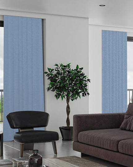 SmartWings Automatic Curtain Opener with Drapery, Motorized Vertical Blinds with Remote, Electric Closet Doors Sliding Panels Compatible with Alexa Google Homekit, 90% Blackout Sky Blue