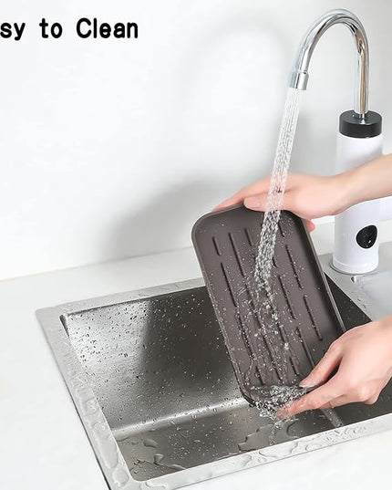 Silicone Kitchen Sink Organizer Tray for Multiple Usage,Eco-Friendly Sponges Holder for Kitchen Bathroom Counter or Sink,Dish Soap Dispenser,Scrubber,Bottle,Cup (Coffee, 10"×5.3")