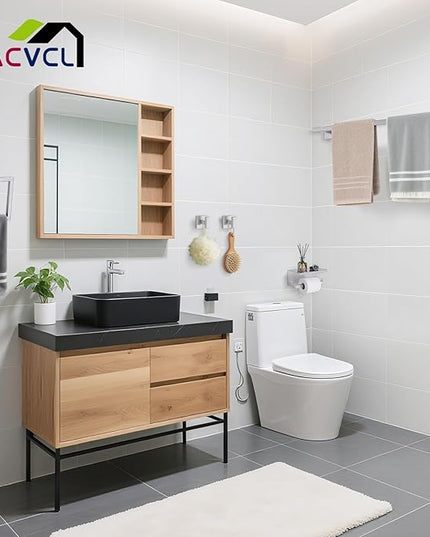 YACVCL 5-Pieces Brushed Nickel Bathroom Hardware Accessories Set Towel Bar Set Upgraded Toilet Paper Holder with Shelf Stainless Steel Wall-Mounted Bathroom Hardware Set 23.6 Inch