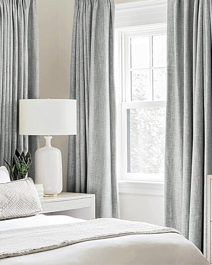 MIULEE 100% Blackout Linen Curtains for Bedroom Thermal Insulated Glacier Gray Grommet Room Darkening Curtains & Drapes for Living Room Nursery 52 x 108 Inch (2 Panels)
