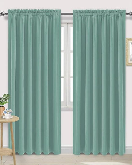 DWCN Blackout Curtains for Living Room Thermal Insulated, Energy Saving & Noise Reducing Bedroom Curtains, Sage Green, W 60x L 84 Inch, Set of 2 Rod Pocket Curtain Panels