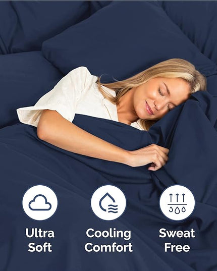 Twin XL Size 3 Piece Sheet Set - Comfy Breathable & Cooling Bed Sheets Set - Hotel Luxury Bedding for Women, Men, Kids, Teens, Boys & Girls - Deep Pockets, Soft, Wrinkle Free - Oeko-Tex - Navy Blue