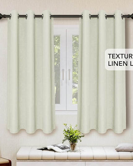 Easy-Going Linen Look Blackout Curtain 38x54 Inch Window Curtain Drapes for Bedroom, Living Room Thermal Insulated Room Darkening (Set of 2 Panels, Beige)