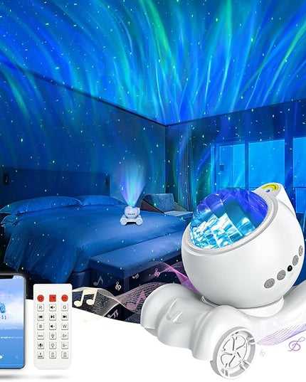ENOKIK Northern Light Projector, Aurora Star Projector Built-in Bluetooth Speaker, White Noise Machine for Kids Adults, Galaxy Light for Bedroom/Ceiling/Party/Gift (White)