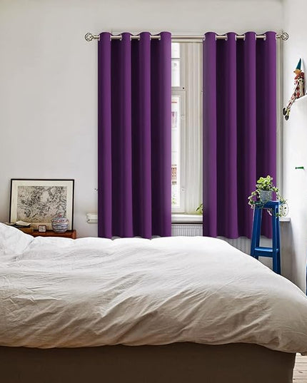 BGment Blackout Curtains - Grommet Thermal Insulated Room Darkening Bedroom and Living Room Curtain, Set of 2 Panels (52 x 63 Inch, Royal Purple)