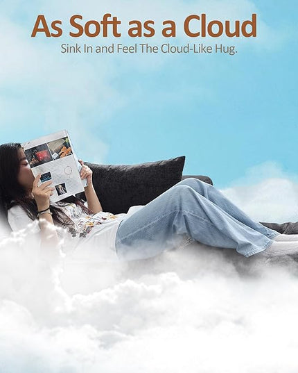 115''Cloud Boneless Sectional Couch, Modular Sectional Sofa Deep Seat, Oversized Upholstered Convertible Comfy 3 Seater Chenille Memory Foam Sofa Couches for Living Room, Dark