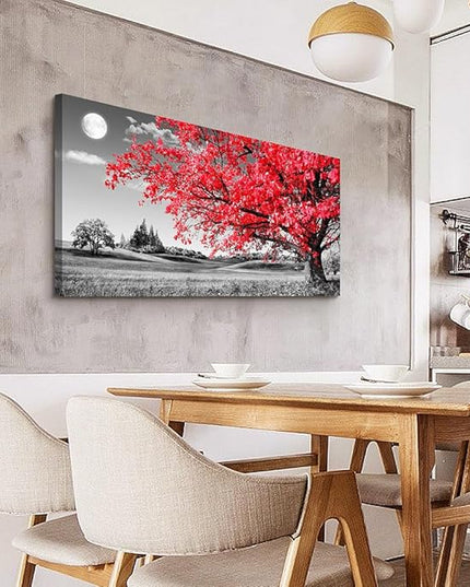Canvas Wall Art For Living Room Office Wall Decor Bedroom Decor Black And White Landscape Wall Painting Red Tree Scenery Pictures Canvas Prints Ready To Hang For Room Home Decoration 40 X 20