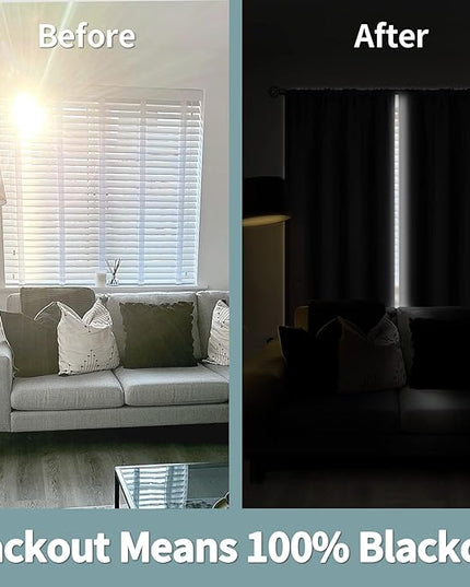 BGment Thermal Insulated 100% Blackout Curtains for Bedroom with Black Liner, Double Layer Full Room Darkening Noise Reducing Rod Pocket Curtain (42 x 72 Inch, Dark Grey, 2 Panels)