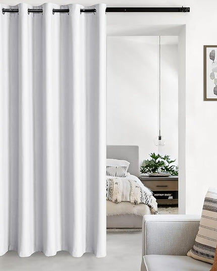 JIUZHEN Sliding Door Curtains, Room Divider Curtain for Bedroom/Closet, Grommet Privacy Protect Doorway Curtains (Greyish White, W72 by L84, 1 Panel)