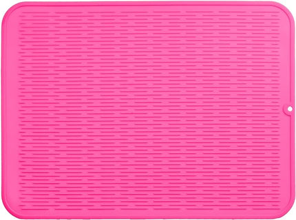 Silicone Dish Drying Mat for Multiple Usage,Easy clean,Eco-friendly,Heat-resistant Silicone Mat for Kitchen Counter or Sink,Refrigerator or Drawer Liner Rose 2XL 24 inches x 18 inches