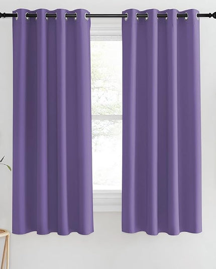 NICETOWN Blackout Short Curtain 63 inches Long for Windows, Thermal Insulated Curtain Grommet Room Darkening Window Treatment for Bedroom/Living Room, 1 Panel, W46 x L63, Lilac Purple