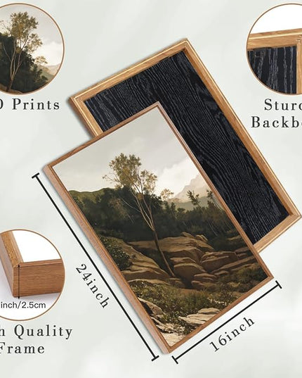 ANHUIB Mountain Wall Art Nature Mountain Ridge Wall Decor Woodland Landscape Painting 16x24 Inch for Living Room Bedroom Dining Room