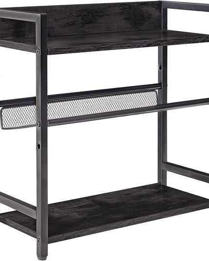 IBUYKE 3-Tier Spice Rack Industrial Counter Shelf Desktop Storage Organizer Standing Seasoning Rack for Countertop Kitchen Office Living Room Desktop Black UTLJ021B