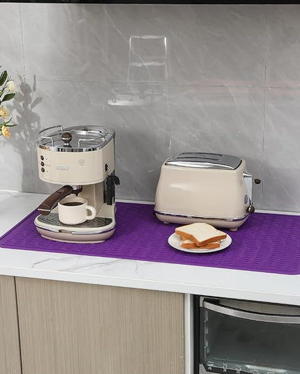 Silicone Dish Drying Mat for Multiple Usage,Easy clean,Eco-friendly,Heat-resistant Silicone Mat for Kitchen Counter or Sink,Refrigerator or Drawer Liner Purple 5XL 36inches x 18inches