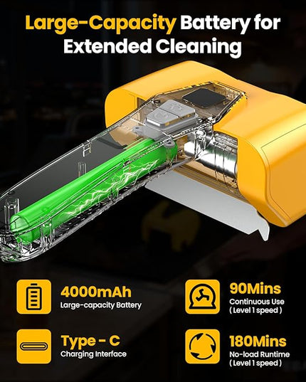 Grill Brush - 4000mAh Electric Grill Brush for Outdoor Grill with Dual-Speed Motor, No Bristle Shedding BBQ Brush Cleaner, Dishwasher-Safe, 90 Mins Working Time with LED Light, As a Ideal Gift