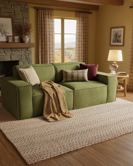 Cloud Couch Sectional, Comfort Chenille Boneless Couch for Living Room, Memory Foam Deep Seat Modular Sectional Sofa Compression Floor Sofa, No Assembly Required