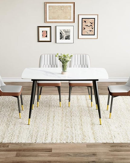 50'' Dining Table Set for 4, Dining Room Sets for 4, Sintered Stone Dining Table Chairs Set of 4, Easy to Assemble，Suitable for Small Spaces
