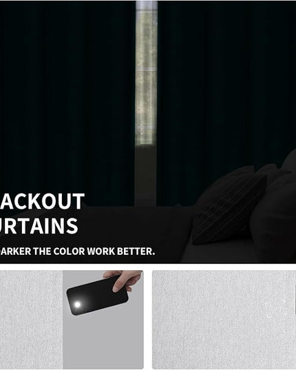 Easy-Going Linen Look Blackout Curtain Grommet Window Curtain Drapes for Bedroom, Living Room Thermal Insulated Room Darkening (2 Panels, 52x96 inch, Greyish White)