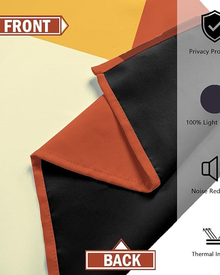 Rust Burnt Orange 100% Blackout Curtains for Bedroom 96 inch Long 2 Panels Set Modern Abstract Geometric Black Out Curtains Insulated Room Darkening Window Drapes for Living Room, 52Wx96L