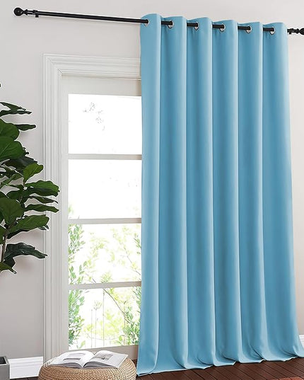 NICETOWN Teal Blue Blackout Curtains for Bedroom 95 Inch Length - Thermal Insulated Room Darkening Privacy Grommet Window Drapes for Boys Room, Set of 1 Panel, 80 x 95 Inch