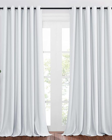 NICETOWN Room Darkening Extra Long Curtains - Home Fashion Ring Top Thermal Insulated Weighted Large Window Treatment Drapes for Nursery (W80 x L108, Greyish White, Set of 2)