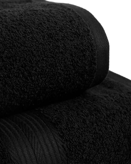 Amazon Basics 6 Piece Oversized Fade resistant Towel set, 100% Cotton towels for bathroom, soft and absorbent, 2 Bath Towels, 2 Hand Towels and 2 Washcloths bathroom towel set, Black