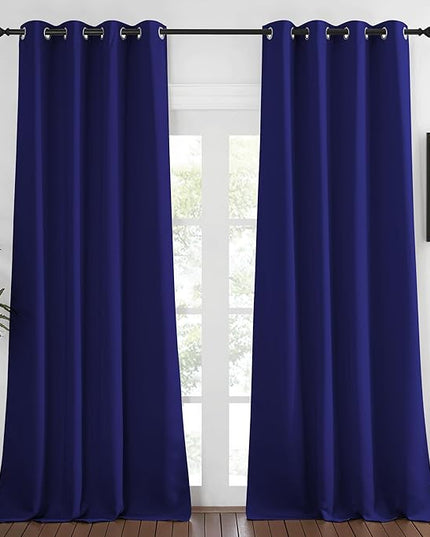 NICETOWN Blackout Curtains 120 inch Length for Sliding Glass Door, Grommet Thermal Insulated Room Darkening Sound Reducing Drapes for Room Divider, 1 Panel, W52 x L120, Navy Blue