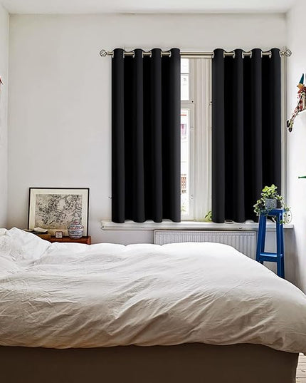 BGment Blackout Curtains for Bedroom - Grommet Thermal Insulated Room Darkening Curtains for Living Room, Set of 2 Panels, Each 46 x 54 Inch, Black