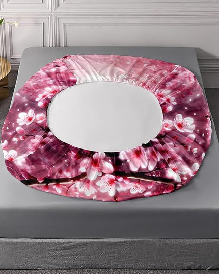 AILONEN Butterfly Butterfly Fitted Sheet Set for Girls,Pink Cherry Blossoms Butterflies Bedding Set Gifts Twin XL Size,Romantic Moments Bed Sheet Set for Cat Lovers,1 Sheet Set + 2 Pillowcase