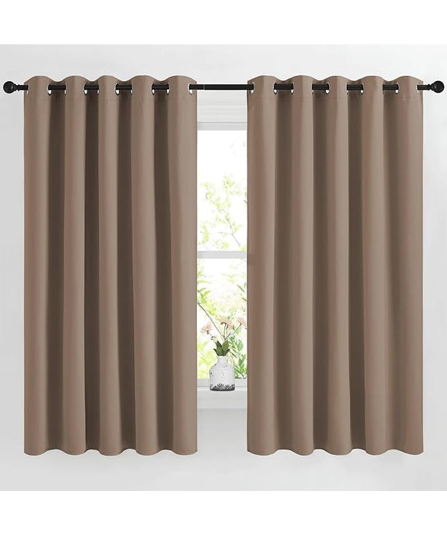 NICETOWN Blackout Bedroom Curtains 66 inches Long, Grommet Room Darkening Thermal Insulated Window Treatments for Home Office/Kids Room, Cappuccino, 2 Panels, W66 x L66
