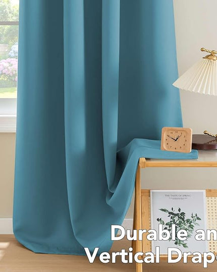 H.VERSAILTEX Premium Blackout Thermal Insulated Room Darkening Curtains for Bedroom/Living Room - Classic Grommet Top (2 Panels, Storm Blue, 52 Inch by 96 Inch)