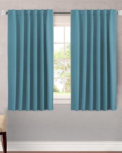 H.VERSAILTEX Blackout Curtains Thermal Insulated Window Treatment Panels Room Darkening Blackout Drapes for Living Room Back Tab/Rod Pocket Bedroom Draperies (2 Panels, Storm Blue, 52 x 54 Inch)