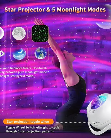 Star Projector Galaxy Projector for Bedroom, White Noise Bluetooth Speaker Northern Lights Projector, Suitable Gaming, Home Theater, Adult, Christmas Mood Night Light