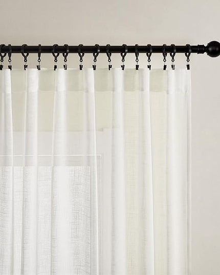 Joydeco Sheer Curtains 72 Inches Long, Cream Curtains for Living Room 2 Panels Set, Ivory Curtains Window Privacy Assured with Light Filtering(W52 x L72 Inch,Ivory)