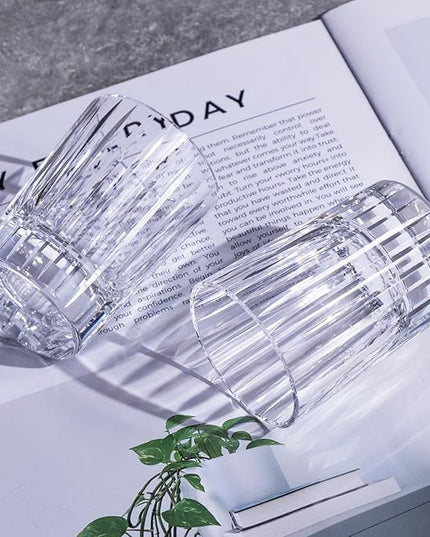 KAMMAK Crystal Whiskey Glasses Set of 2, Handcrafted 3.38oz Liquor Glasses, Luxury Old Fashioned Glasses Stemless, Hand Blown Scotch Cup for Women, Men Barware Gift for Cocktail, Bourbon