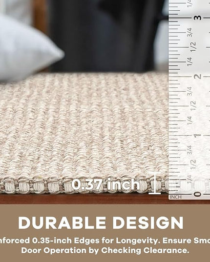 KOZYFLY Runners for Hallways 2x10 ft Washable Kitchen Runner Non Slip Rubber Backed Hallway Rugs Cotton Entryway Runner Rug Floor Carpet for Indoor Hall, Backdoor, Kitchen, Ivory/Khaki