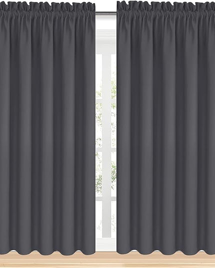 DWCN Dark Grey Blackout Curtains for Bedroom, Thermal Insulated Energy Saving Room Darkening Curtains for Living Room (W60 x L84 inch, Set of 2 Panels, Top of Rod Pocket)