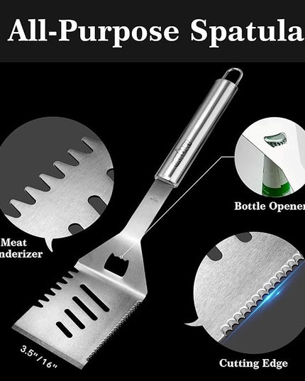 GRILLART Grill Tools Grill Utensils Set - 3PCS BBQ Tools, Stainless Barbeque Grill Accessories -Spatula/Tongs/Fork w/Insulated Glove, Ideal BBQ Set Grilling Tools for Outdoor Grill, Gifts for Men Dad