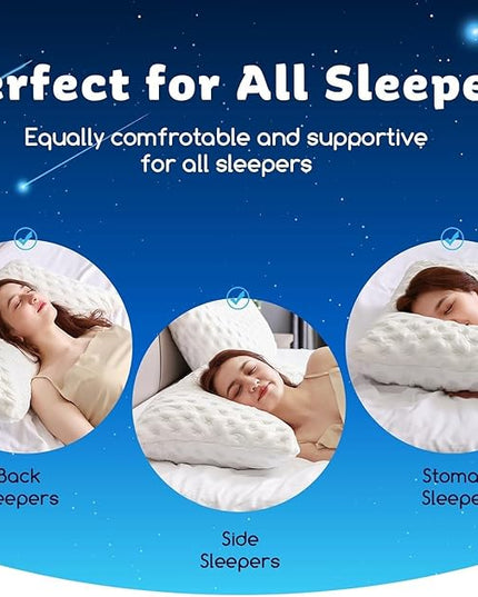 Cooling Side Sleeper Pillow for Neck and Shoulder Pain, Luxury Shredded Memory Foam Firm Cool Bed Pillows for Sleeping Set of 1- Adjustable Standard Size- Washable Cover Original White