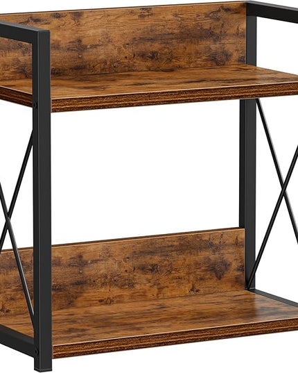 Giikin Kitchen Counter Shelf, Kitchen Countertop Organizer, 2 Tier Spice Rack for Counter, Wood Coffee Bar Organizer for Coffee Station (Brown, L)