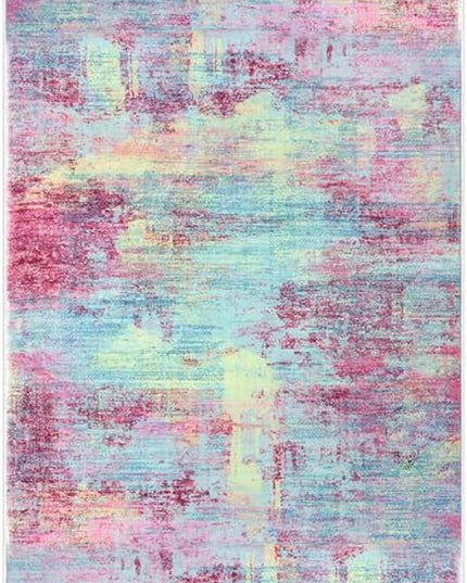 IOHOUZE Abstract Runner Rug 2x7 Ft Washable Runners for Hallways, Non Slip Kitchen Runner Printed Faux Wool Entryway Runners Indoor, Modern Abstract Floor Carpet for Hall Kitchen Bedroom, Pink Teal