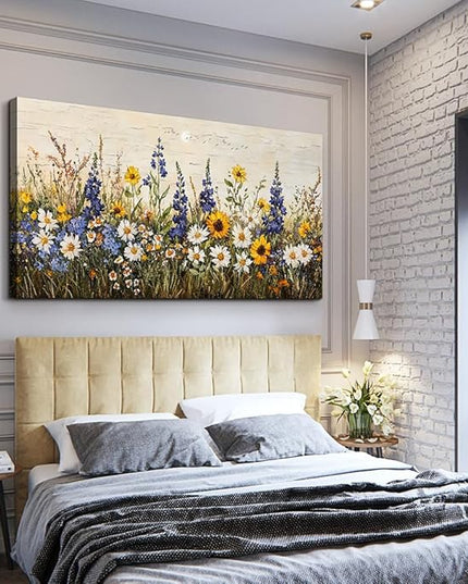 ERQINHUA Farmhouse Wall Decor For Living Room Large Canvas Wall Art For Bedroom Office Decorations Boho Wall Paintings Flowers Watercolour Pictures Printing Artwork Ready To Hang Home Decor 30"X60"